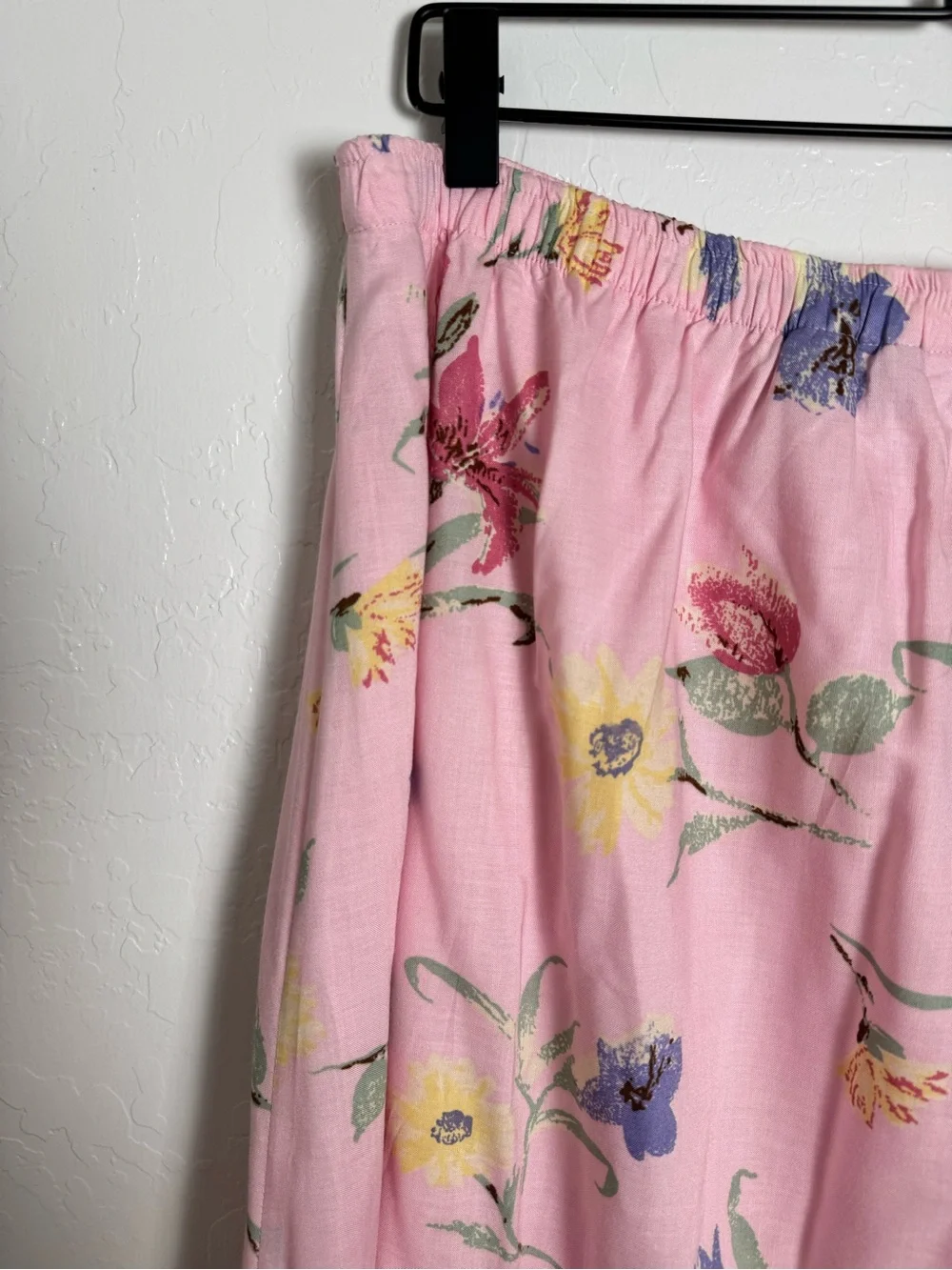 Fred Thomas Vintage Watercolor Floral Pink Midi Skirt